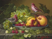 Still Life with Raspberries, Grapes and Peaches
